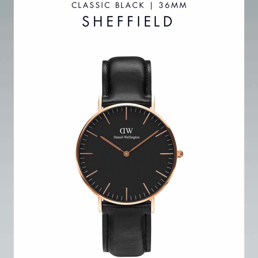 Daniel Wellington Black & Rose Gold Watch & Cuff